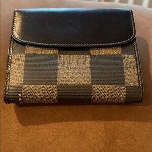 Fendi Black and Tan Checkered Wallet